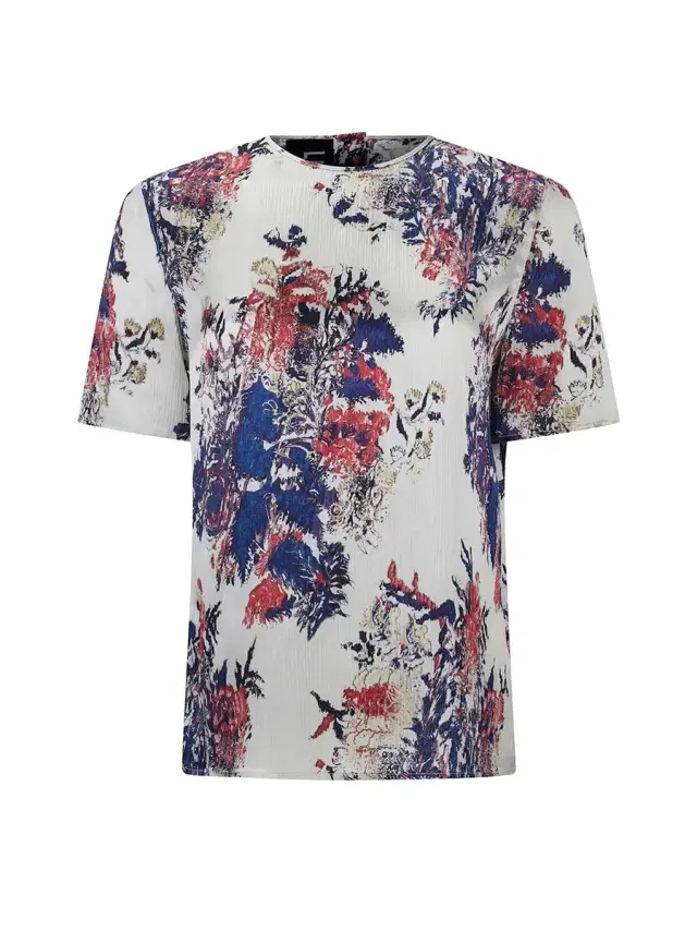 Libertine Glitched Floral Short-Sleeve Blouse