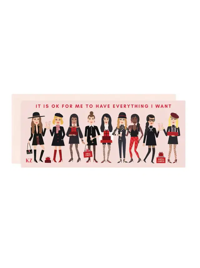 Girl W Knife It's Okay For Me To Have Everything Card