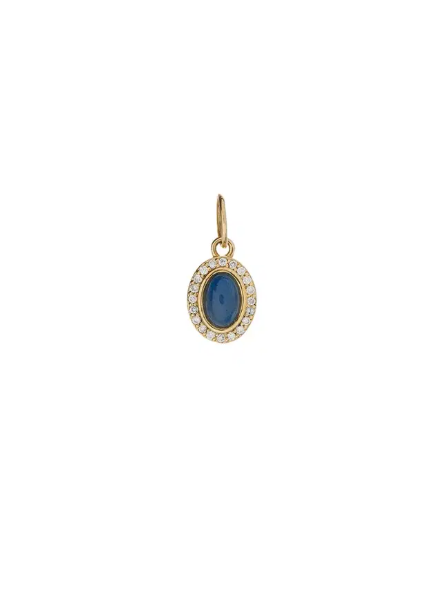 aligrace Labradorite Cabochon, Diamond and Gold Charm