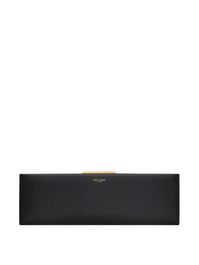 Large Smooth Leather Midnight Clutch