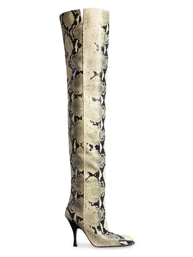 Women's Colt 100MM Snake-Embossed Over-the-Knee Boots - Natural