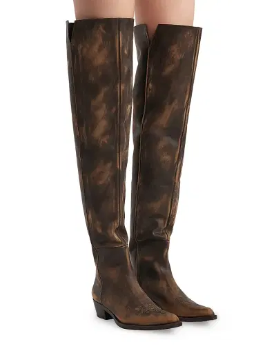 Khaite Women's Clive Vintage Leather Over-the-Knee Boots - Vintage Black | Thumbnail 5 Khaite Women's Clive Vintage Leather Over-the-Knee Boots - Vintage Black | Thumbnail 5