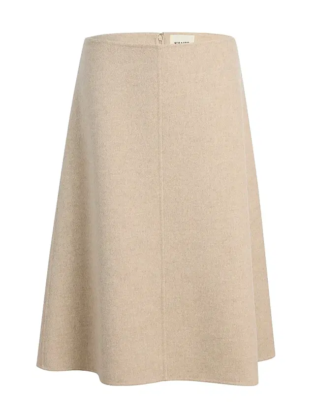 Women's Nania Cashmere A-Line Midi-Skirt - Oatmeal