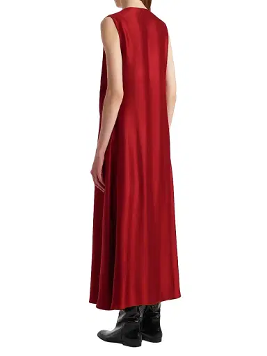 Khaite Women's Syd Pleated-Front Sleeveless Maxi Dress - Crimson | Thumbnail 4