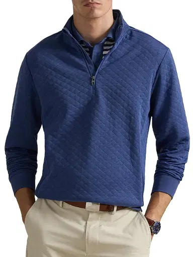 RLX Ralph Lauren Men's Quilted Double-Knit Quarter-Zip Sweatshirt - Old Royal - Size XS | Thumbnail 3 RLX Ralph Lauren Men's Quilted Double-Knit Quarter-Zip Sweatshirt - Old Royal - Size XS | Thumbnail 3