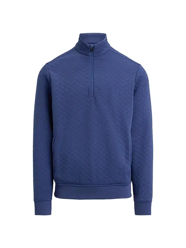 RLX Ralph Lauren Men's Quilted Double-Knit Quarter-Zip Sweatshirt - Old Royal - Size XS