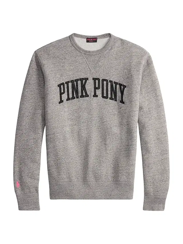 Polo Ralph Lauren Men's Pink Pony Vintage-Fit Fleece Crewneck Sweatshirt - Dark Grey Heather
