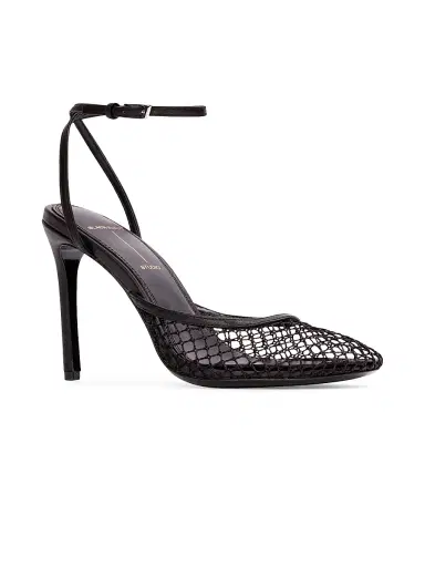 Black Suede Studio Women's Millie 100MM Mesh Sandals - Black Woven Mesh - Size 11 | Thumbnail 2