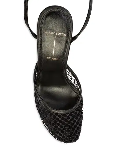Black Suede Studio Women's Millie 100MM Mesh Sandals - Black Woven Mesh - Size 11 | Thumbnail 3