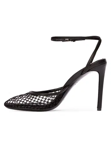 Black Suede Studio Women's Millie 100MM Mesh Sandals - Black Woven Mesh - Size 11 | Thumbnail 4