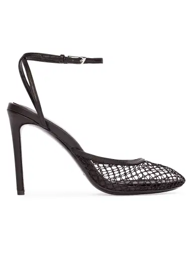 Black Suede Studio Women's Millie 100MM Mesh Sandals - Black Woven Mesh - Size 11 | Thumbnail 1