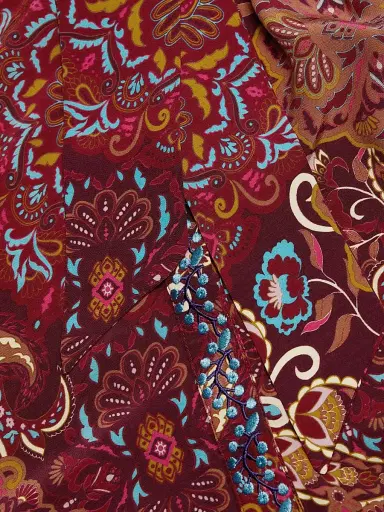 FIGUE Women's Pamela Kaleidoscope Paisley Belted Shirtdress - Kaleidoscope Paisley Red | Thumbnail 7