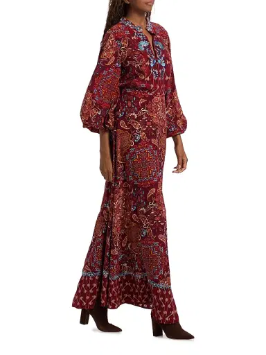 FIGUE Women's Raelynn Maxi Skirt - Kaleidoscope Paisley Red | Thumbnail 2