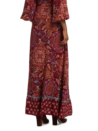 FIGUE Women's Raelynn Maxi Skirt - Kaleidoscope Paisley Red | Thumbnail 5