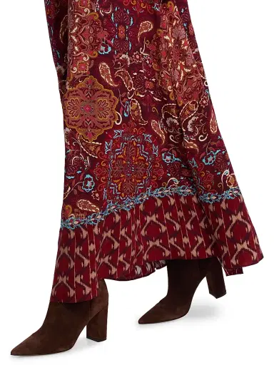 FIGUE Women's Raelynn Maxi Skirt - Kaleidoscope Paisley Red | Thumbnail 6