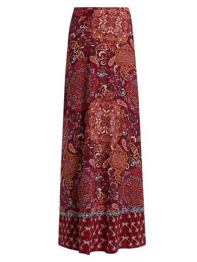 FIGUE Women's Raelynn Maxi Skirt - Kaleidoscope Paisley Red | Thumbnail 1