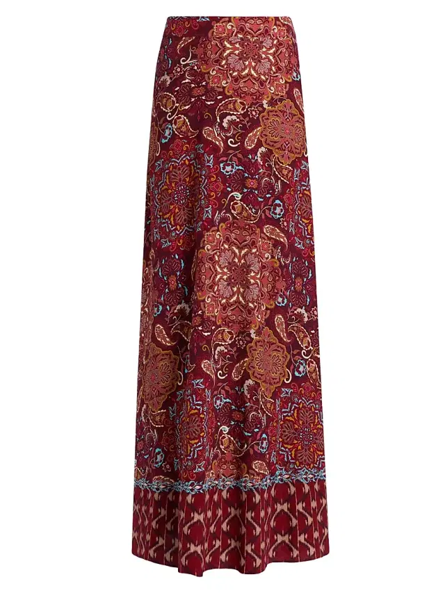 FIGUE Women's Raelynn Maxi Skirt - Kaleidoscope Paisley Red