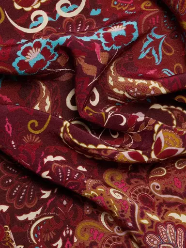 FIGUE Women's Kit Embroidered Floral Top - Kaleidoscope Paisley Red | Thumbnail 7