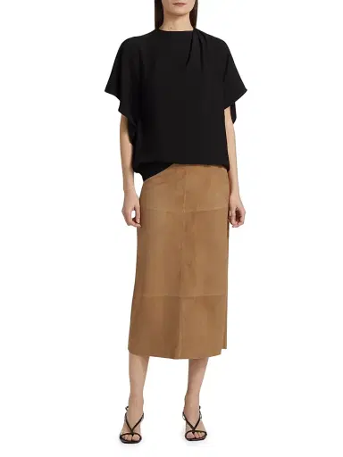 Proenza Schouler Women's Nadia Suede Midi-Skirt - Pony | Thumbnail 2