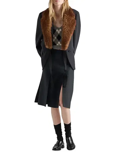 Prada Women's Argyle Knit Cashmere Top - Grey | Thumbnail 6