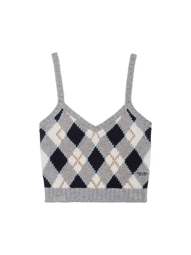 Women's Argyle Knit Cashmere Top - Grey