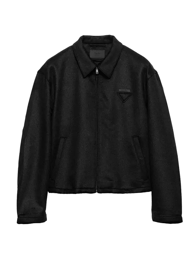 Men's Wool and Cashmere Blouson Jacket - Black