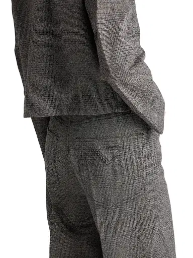 Prada Women's Prince of Wales Check Mouliné Wool Pants - Grey | Thumbnail 5