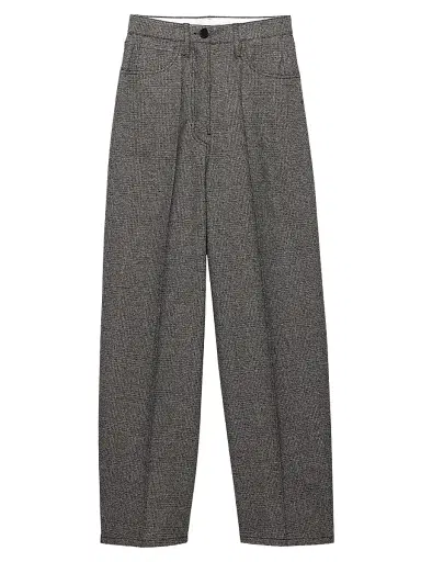 Prada Women's Prince of Wales Check Mouliné Wool Pants - Grey | Thumbnail 1