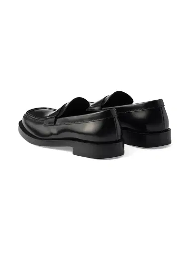 Prada Men's Brushed Leather Loafers - Black | Thumbnail 3