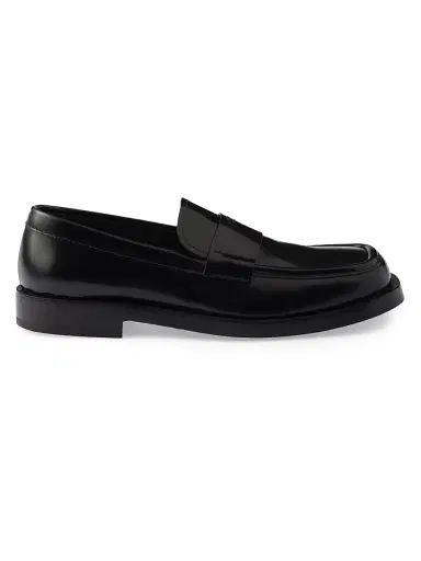 Prada Men's Brushed Leather Loafers - Black | Thumbnail 1