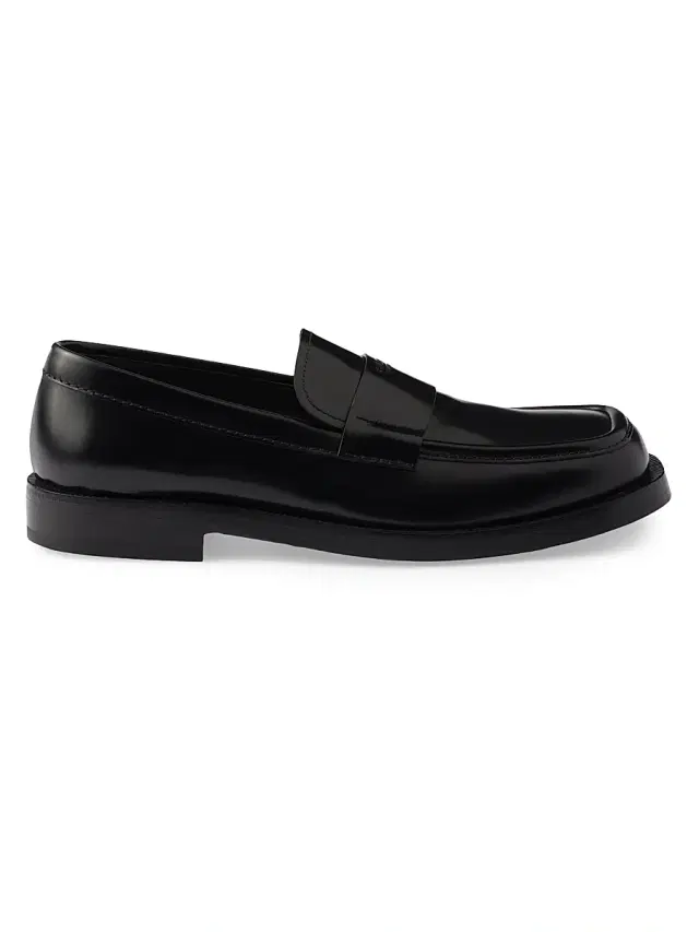 Men's Brushed Leather Loafers - Black
