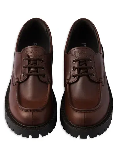 Prada Men's Laced Leather Loafers - Black | Thumbnail 7 Prada Men's Laced Leather Loafers - Black | Thumbnail 7