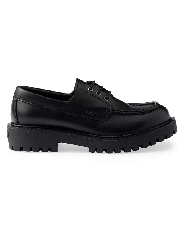 Men's Laced Leather Loafers - Black