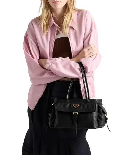 Prada Women's Medium Explore Nappa Leather Top Handle Bag - Black | Thumbnail 3