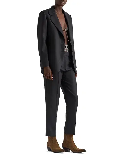 Prada Women's Wool Gabardine Pants with Pin - Grey | Thumbnail 6 Prada Women's Wool Gabardine Pants with Pin - Grey | Thumbnail 6