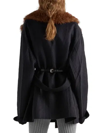 Prada Women's Single-Breasted Double Velour Caban Jacket - Dark Blue - Size 6 | Thumbnail 3