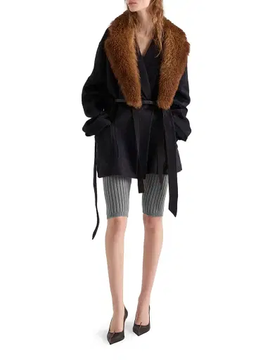 Prada Women's Single-Breasted Double Velour Caban Jacket - Dark Blue - Size 6 | Thumbnail 6