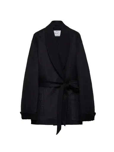 Prada Women's Single-Breasted Double Velour Caban Jacket - Dark Blue - Size 6 | Thumbnail 1