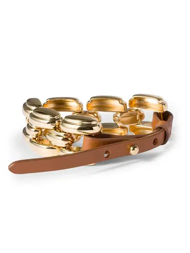 Miu Miu Women's Metal and Leather Bracelet - Gold | Thumbnail 4