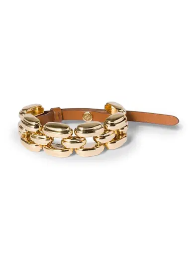 Miu Miu Women's Metal and Leather Bracelet - Gold | Thumbnail 1