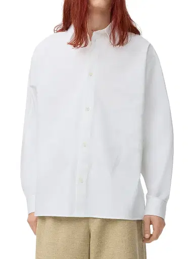 Loewe Men's Large Anagram Cotton Shirt - White - Size 17.5 | Thumbnail 2