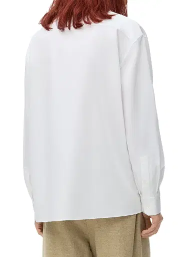 Loewe Men's Large Anagram Cotton Shirt - White - Size 17.5 | Thumbnail 3