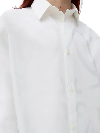 Loewe Men's Large Anagram Cotton Shirt - White - Size 17.5 | Thumbnail 4
