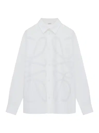 Loewe Men's Large Anagram Cotton Shirt - White - Size 17.5 | Thumbnail 1