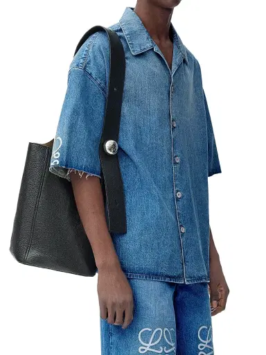 Loewe Men's Anagram Cotton Denim Shirt - Washed Denim - Size 42 | Thumbnail 2 Loewe Men's Anagram Cotton Denim Shirt - Washed Denim - Size 42 | Thumbnail 2