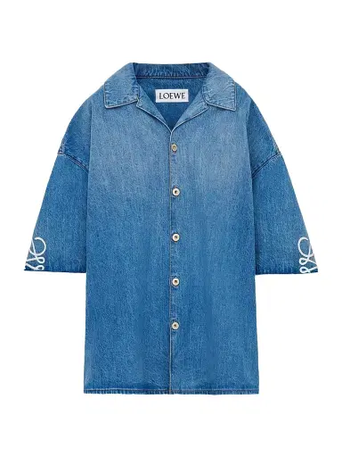 Loewe Men's Anagram Cotton Denim Shirt - Washed Denim - Size 42 | Thumbnail 1 Loewe Men's Anagram Cotton Denim Shirt - Washed Denim - Size 42 | Thumbnail 1