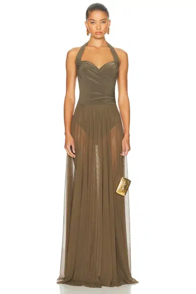 Norma Kamali for FWRD Cayla Flared Gown | Thumbnail 1 Norma Kamali for FWRD Cayla Flared Gown | Thumbnail 1