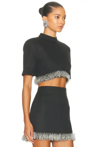 SIMKHAI Jalen Short Sleeve Cropped Top | Thumbnail 2