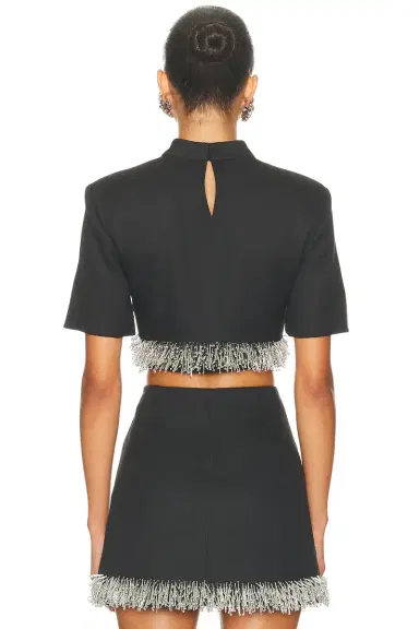 SIMKHAI Jalen Short Sleeve Cropped Top | Thumbnail 3