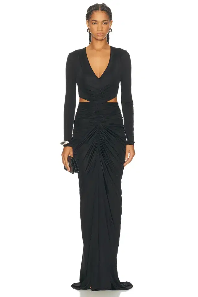 V-Neck Cut Out Pocket Gown